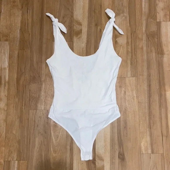 Lulus Pretty Pleased White Tie-Strap Bodysuit - Picture 4 of 7